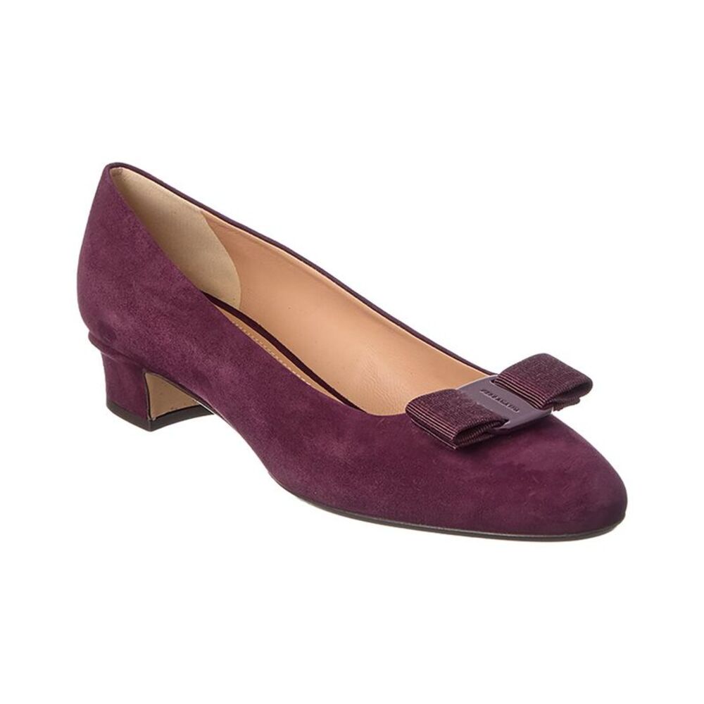 Ferragamo Vara Bow Suede Flat, Purple